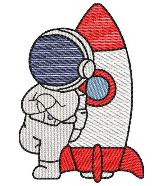 Matriz de Bordado Astronauta e Foguete
